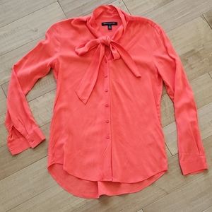 Banana Republic Red Tie Neck Blouse